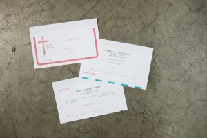 Sample of a color border, premium, and standard special envelope.